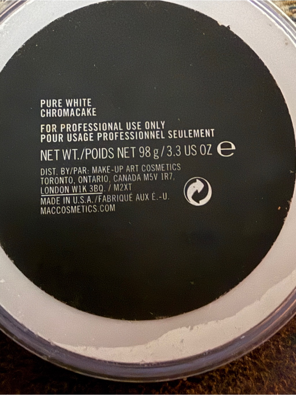 Mac Cosmetics Pure White Chromacake Professional Face Paint Like New